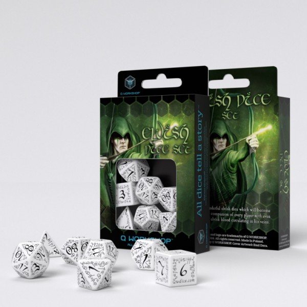 Elvish Dice / Würfel - White/Black (7)