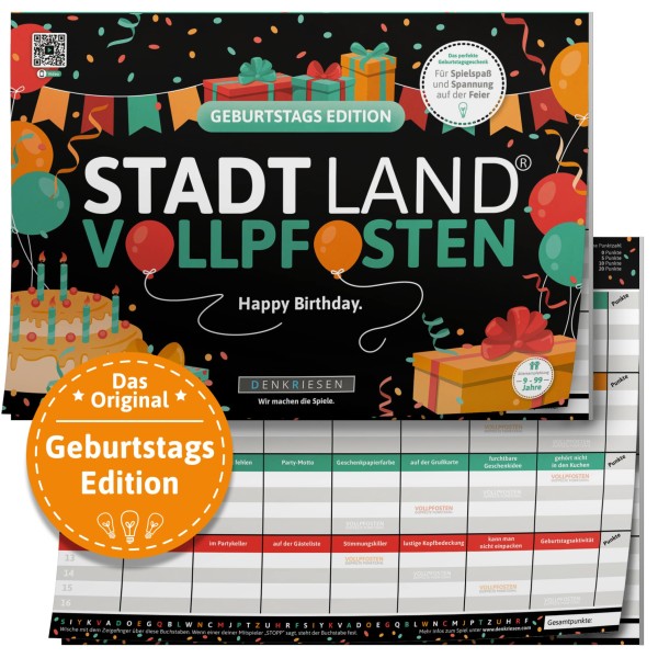 STADT LAND VOLLPFOSTEN – GEBURTSTAGS EDITION - Happy Birthday (DinA4-Format)