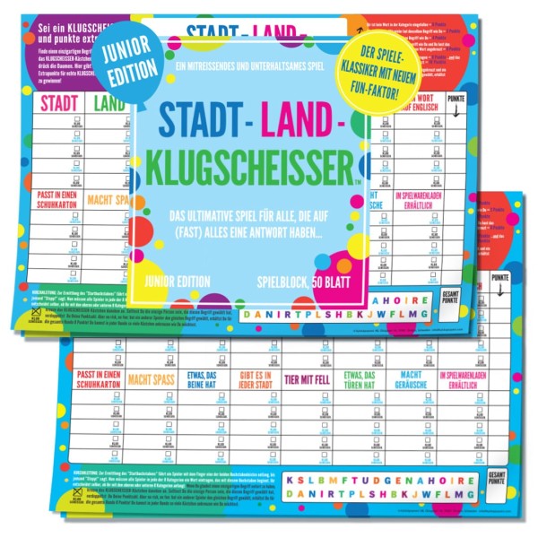 Stadt - Land - Klugscheisser – Junior Edition (Spielblock)