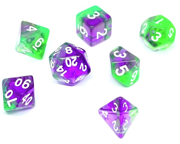 Würfelset Transparent: Violet Evergreen (7)