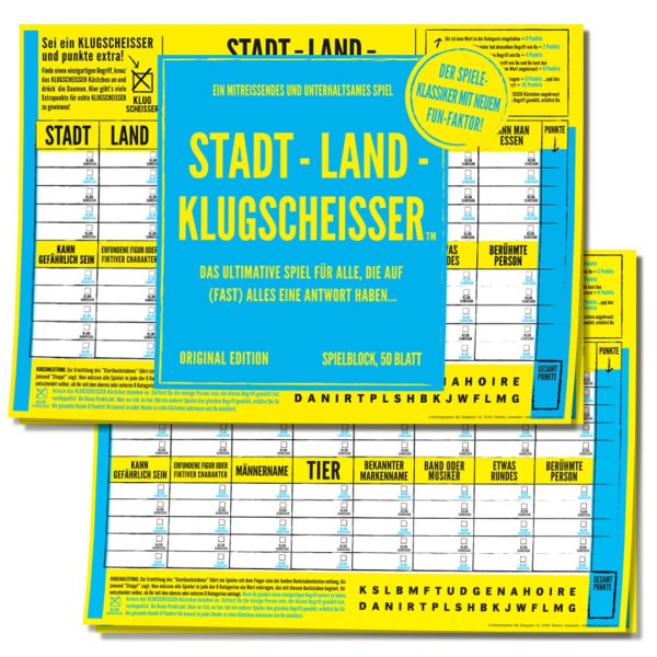 Spielblock Stadt-Land-Klugscheisser – Klugscheisser Original Edition