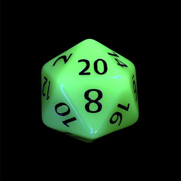 Würfel D20 : Glow Jumbo Johnny - Glow in the Dark - RPG - Green