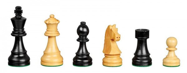 Schachfiguren "Arcadius", KH 95 mm, doppelgewichtet, Holz Schw./Natur